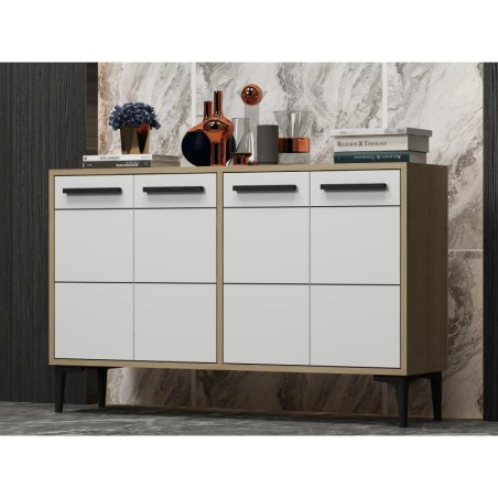 Mueble TV Stria Roble Zafiro Blanco