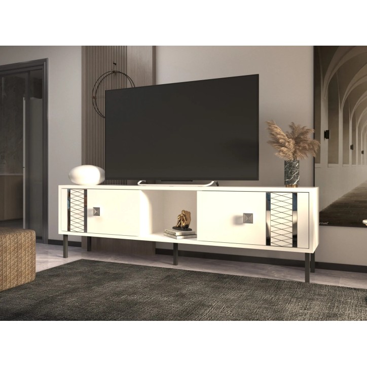 Mueble TV Frede Blanco Plata