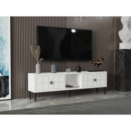 Mueble TV Keary Blanco Plata