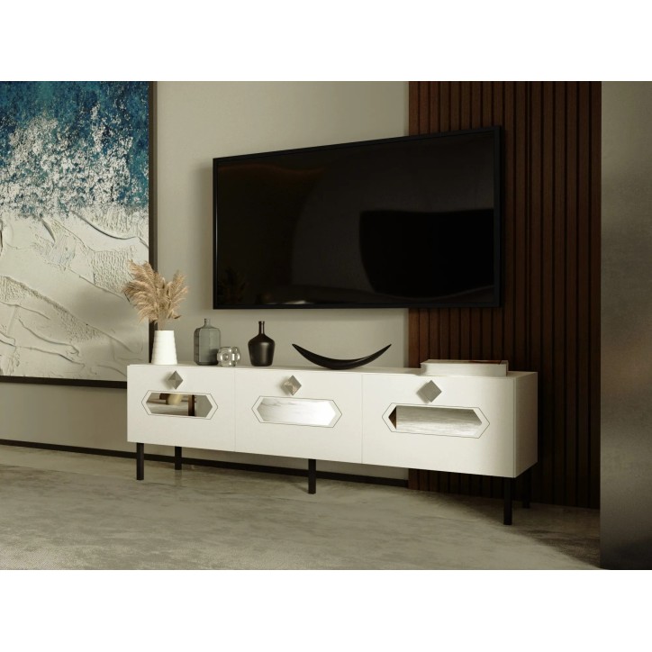 Mueble TV Ikeda Blanco Plata