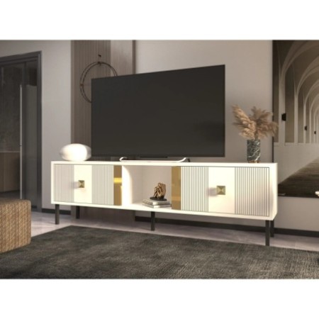 Mueble TV Portes Blanco Oro