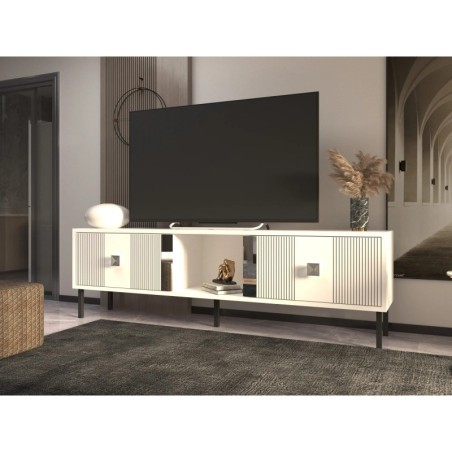 Mueble TV Portes Blanco Plata