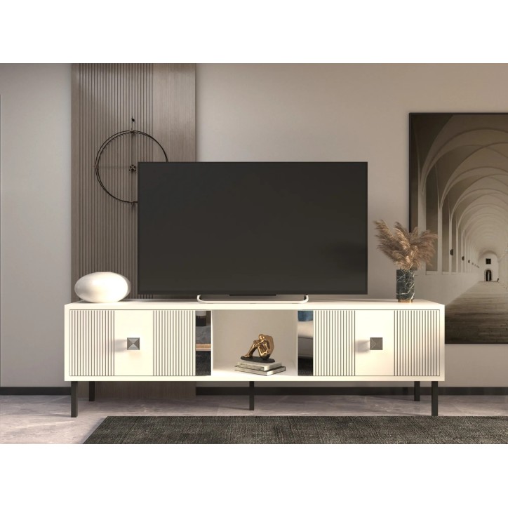 Mueble TV Portes Blanco Plata