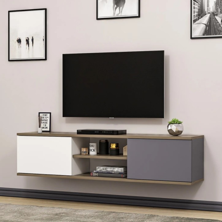 Mueble TV Ayze Antracita Nogal Blanco