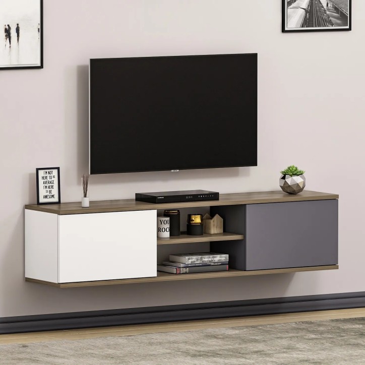 Mueble TV Ayze Antracita Nogal Blanco