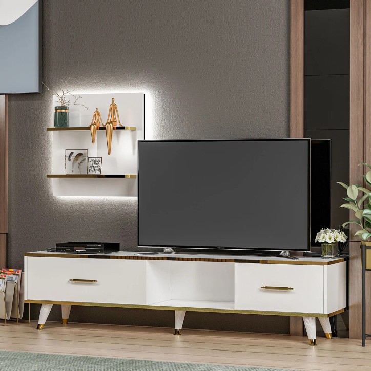 Mueble TV Aren Blanco Oro