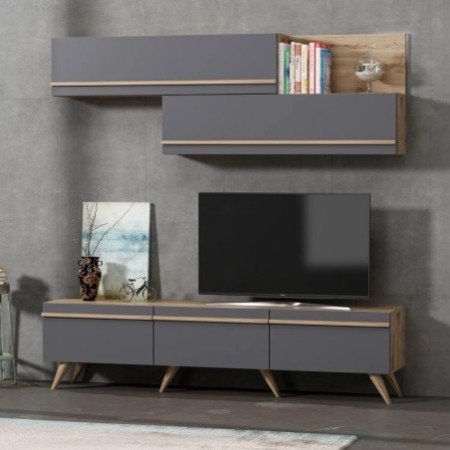 Mueble TV Amsterdam Antracita Nogal