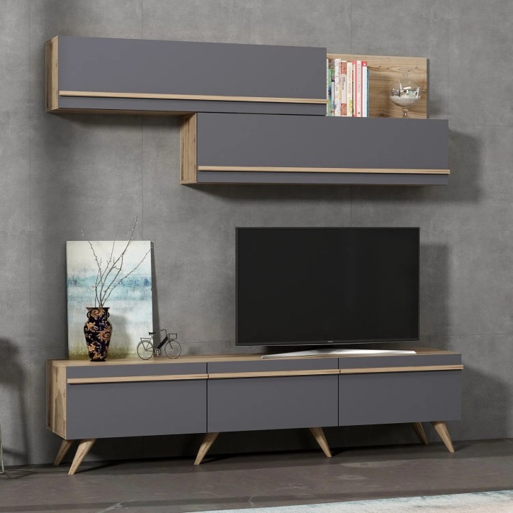 Mueble TV Amsterdam Antracita Nogal