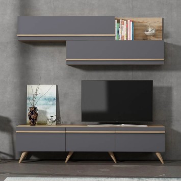 Mueble TV Amsterdam Antracita Nogal - 382NRC1134