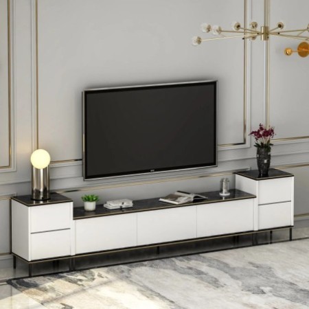 Mueble TV Imaj Blanco Negro Oro