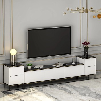 Mueble TV Imaj Blanco Negro Oro - 382NRC1136