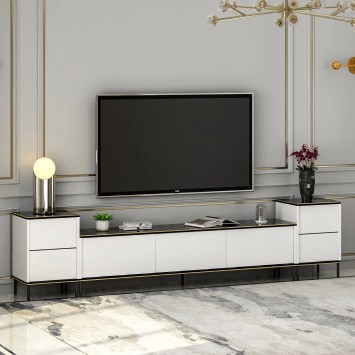 Mueble TV Imaj Blanco Negro Oro - 382NRC1136