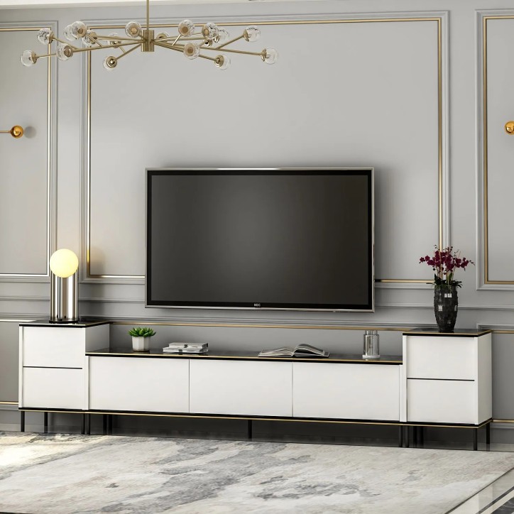 Mueble TV Imaj Blanco Negro Oro