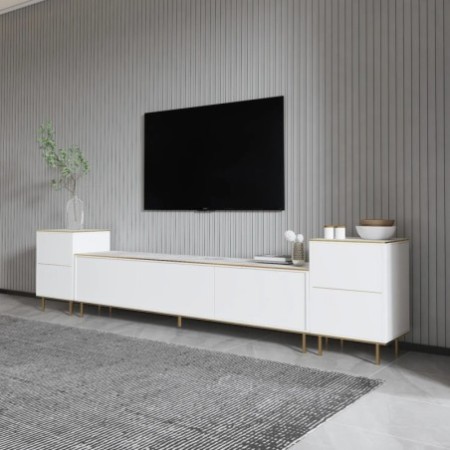 Mueble TV Imaj Mármol blanco Oro