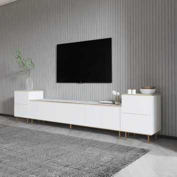 Mueble TV Imaj Mármol blanco Oro - 382NRC1141