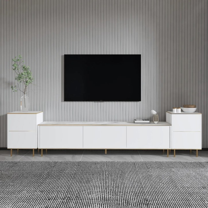 Mueble TV Imaj Mármol blanco Oro