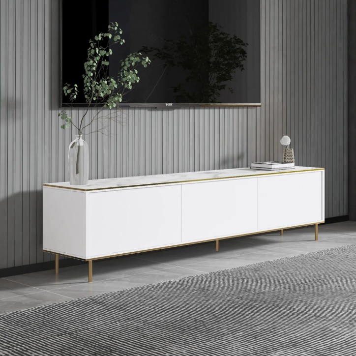 Mueble TV Imaj Mármol blanco Oro