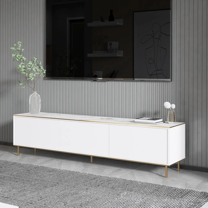 Mueble TV Imaj Mármol blanco Oro