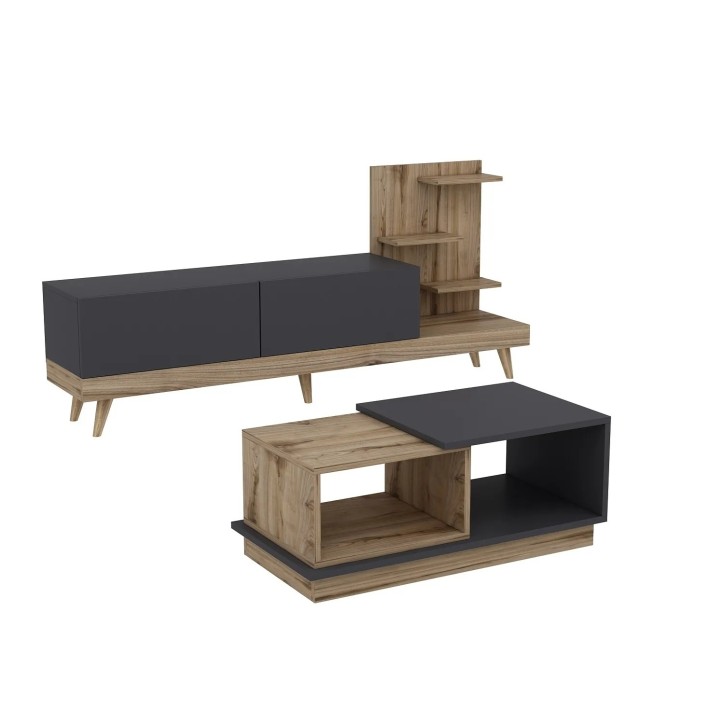 Conjunto de muebles de sala Dizayn Antracita Nogal