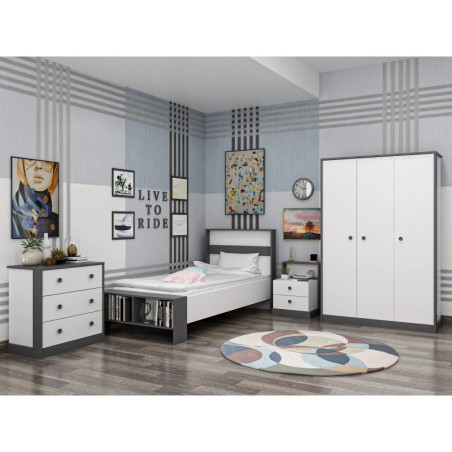 Conjunto de muebles de dormitorio Life Antracita Blanco