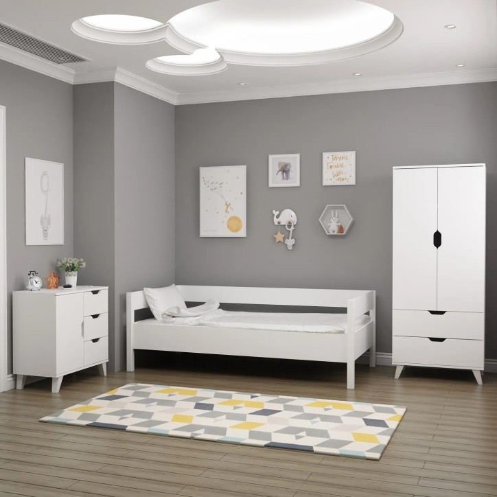 Conjunto de muebles de dormitorio Valencia 3+1 Blanco