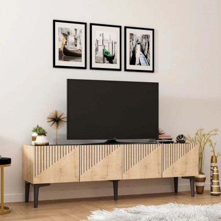 Mueble TV Draw Roble Zafiro Mármol negro