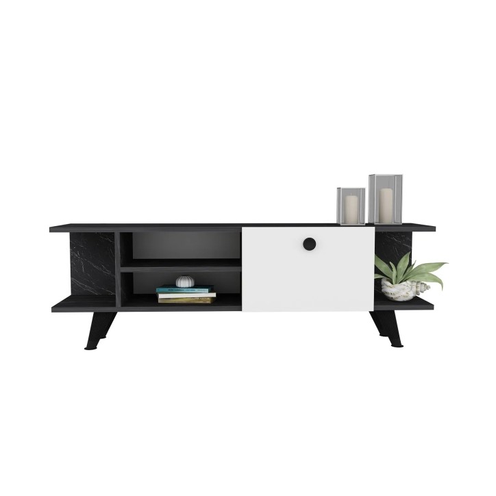 Mueble TV İdil Negro Mármol Blanco