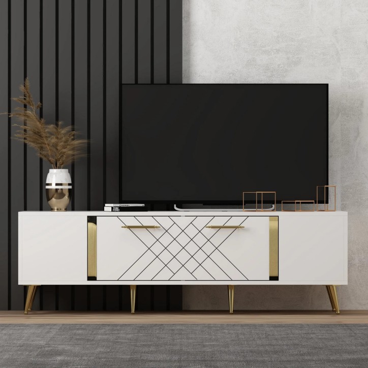 Mueble TV Detas Blanco Oro