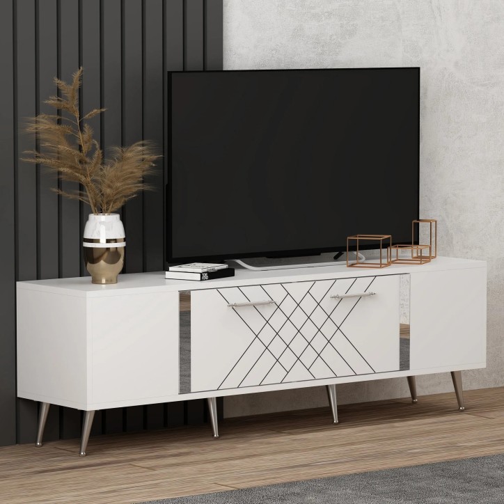 Mueble TV Detas Blanco Plata