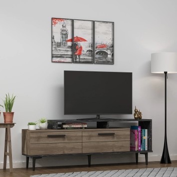 Mueble TV Niva Nogal Mármol negro - 475OLV1402