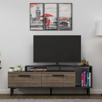 Mueble TV Niva Nogal Mármol negro - 475OLV1402