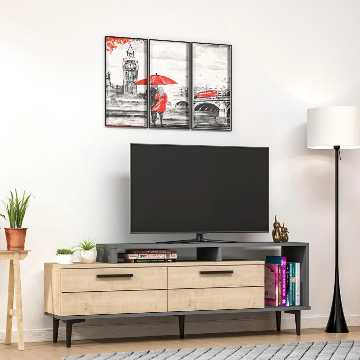 Mueble TV Niva Roble Zafiro Antracita