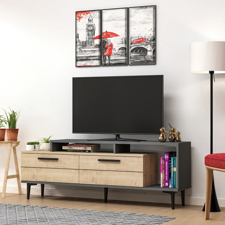 Mueble TV Niva Roble Zafiro Antracita