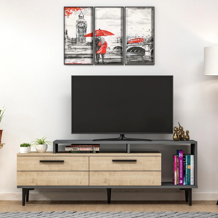 Mueble TV Niva Roble Zafiro Antracita