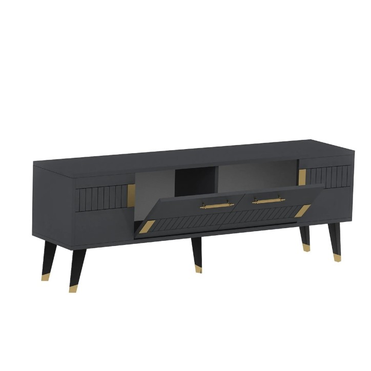 Mueble TV Moda Antracita Oro