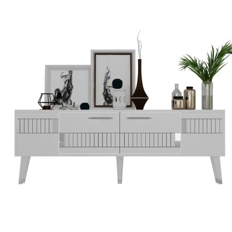 Mueble TV Moda Blanco Plata