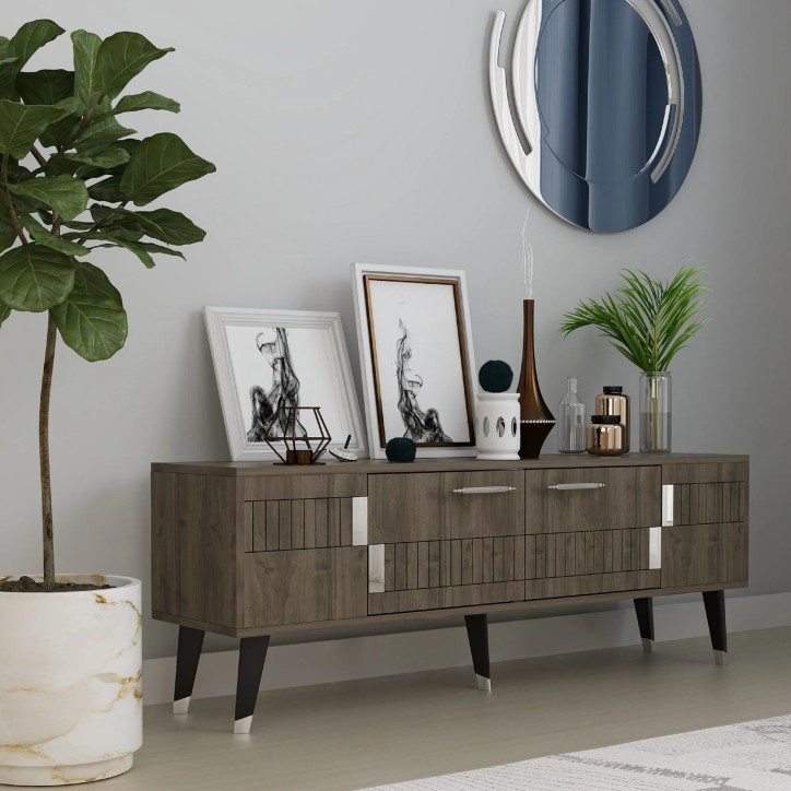 Mueble TV Moda Nogal Plata