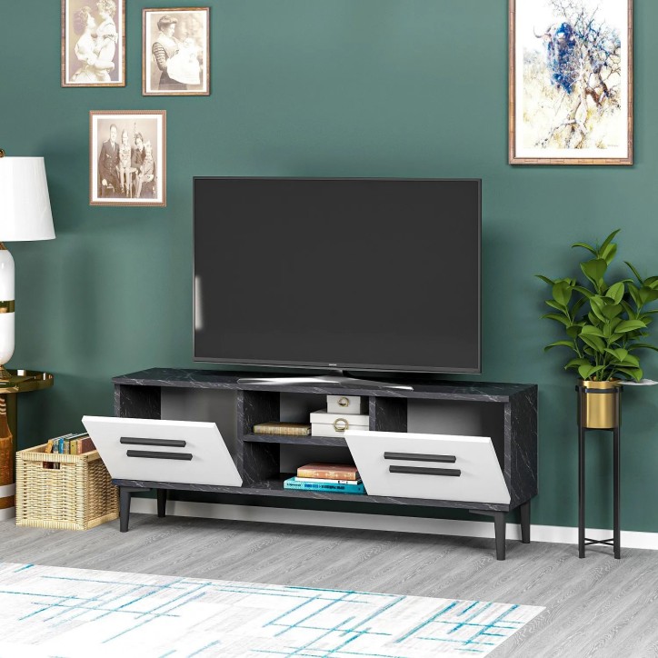 Mueble TV View Negro Blanco