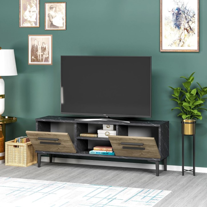 Mueble TV View Negro Nogal