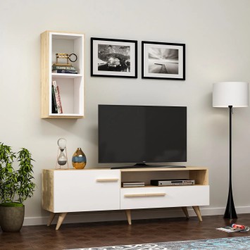 Mueble TV Zera Roble Zafiro Blanco - 475OLV1467