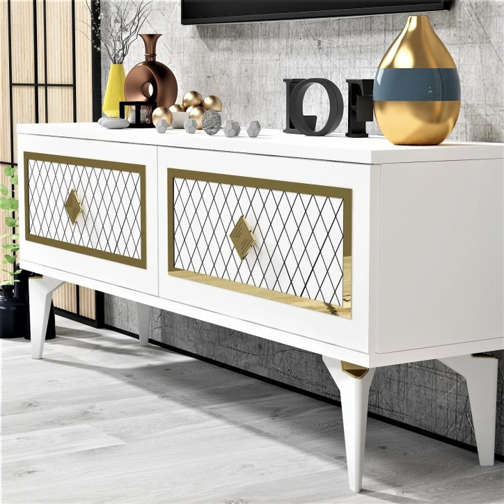 Mueble TV Arel Blanco Oro