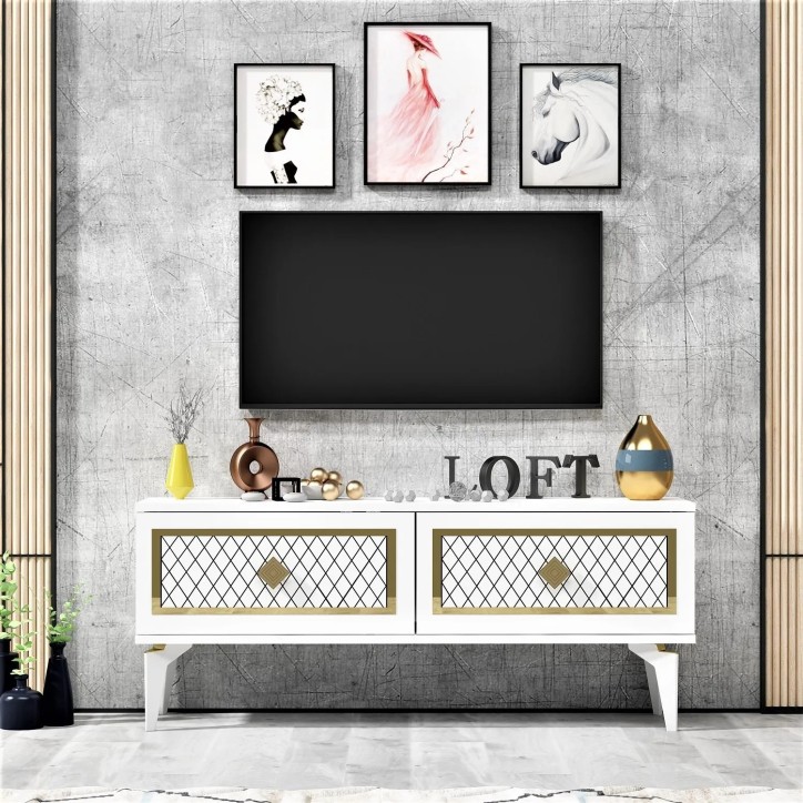 Mueble TV Arel Blanco Oro