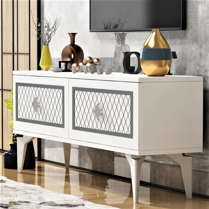 Mueble TV Arel Blanco Plata