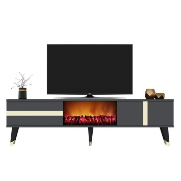 Mueble TV Vania Fireplace Antracita Oro - 475OLV2651