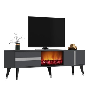 Mueble TV Vania Fireplace Antracita Plata - 475OLV2652