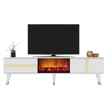 Mueble TV Vania Fireplace Blanco Oro - 475OLV2653