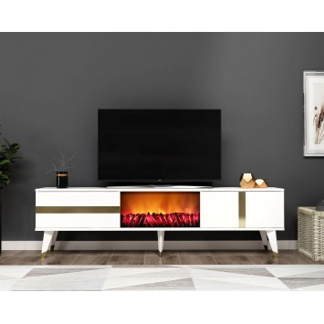 Mueble TV Vania Fireplace Blanco Oro - 475OLV2653