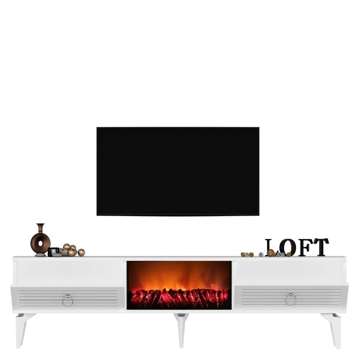 Mueble TV Arona Fireplace Blanco