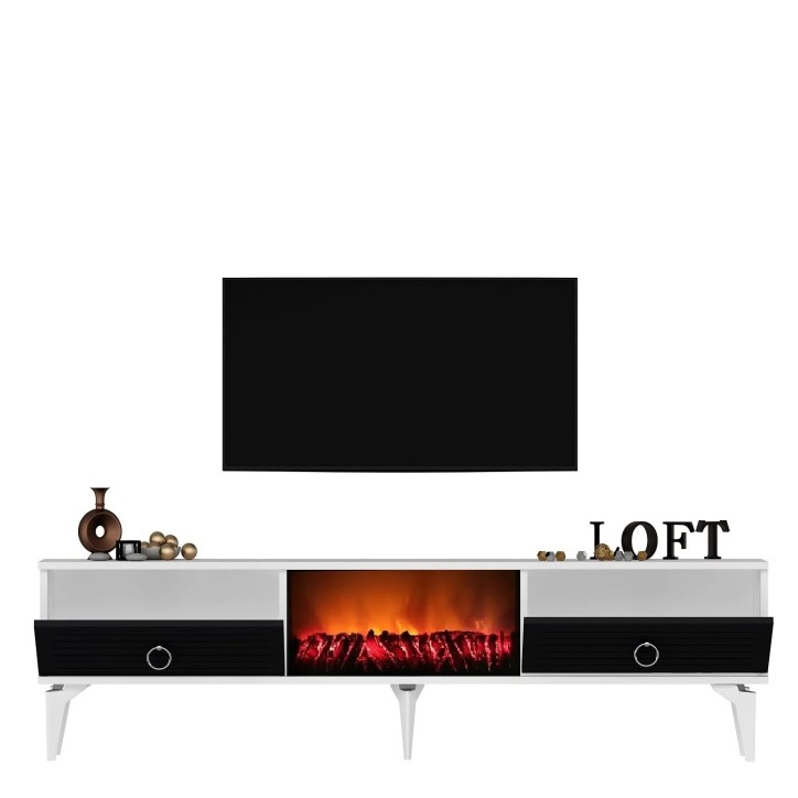 Mueble TV Arona Fireplace Blanco Antracita