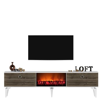 Mueble TV Arona Fireplace Blanco Nogal - 475OLV2661